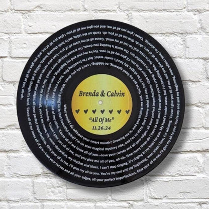 Personalized Wedding Gift, 12" Real Vinyl Record Personalized with wedding song lyrics, Custom Wedding Gift, Special Keepsake