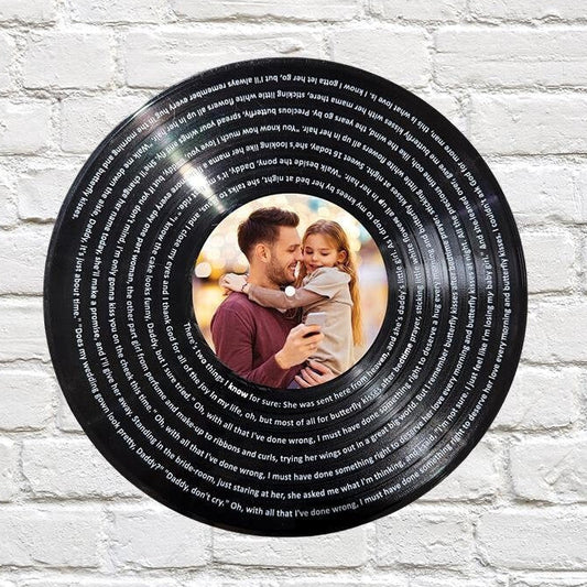 Personalized Wedding gift for Dad, 12" Real Vinyl Record Personalized with photo & father daughter dance song lyrics, Custom Gift for Dad