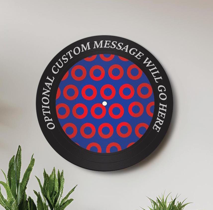 Phish Theme Record Art, 12" Real Vinyl Record Printed with Fishman Pattern, Phish Fan, retro wall art, upcycled vinyl record art