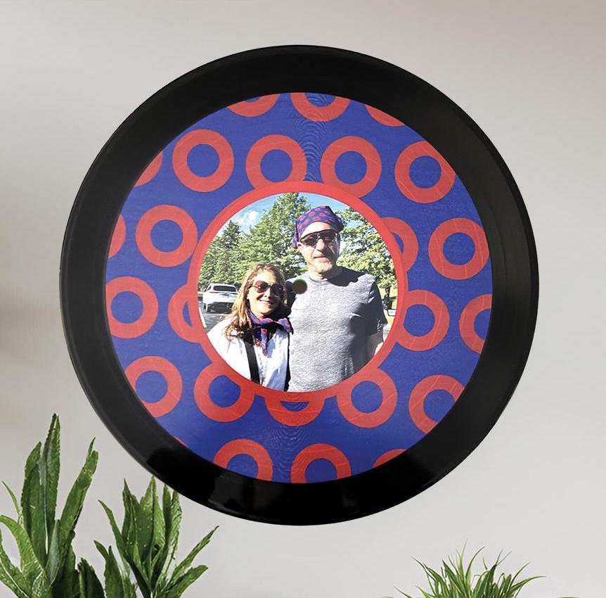Phish Theme Donuts Record with your photo, 12" Real Vinyl Record Printed with Fishman Pattern & photo, Phish Fan, upcycled vinyl record art