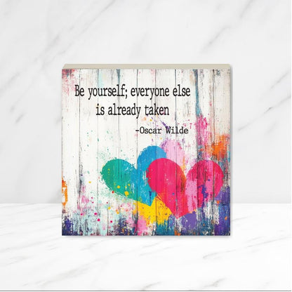 CUSTOM Wood Sign with Hearts, for Home, Office, Bedroom, desk. Ready to hang, Personalized with your saying. Available in 6, 8 or 10".