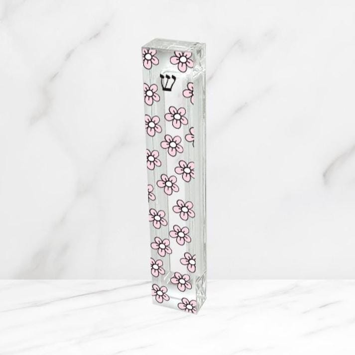 Mezuzah - Flower Mezuzah - With or without name - Acrylic Flower Mezuzah - Floral Judaica Gift - New Baby Gift - New home gift