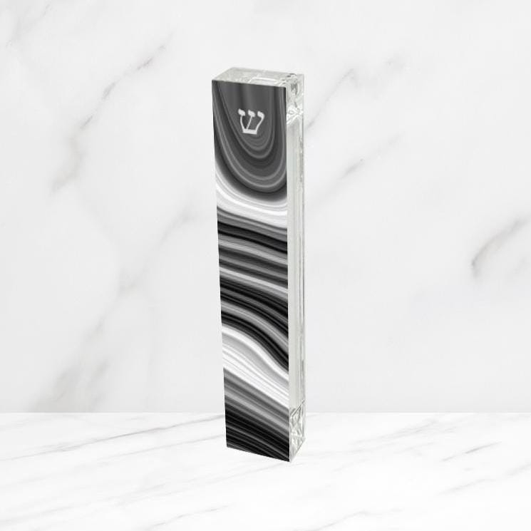Mezuzah - Black and White Mezuzah - Acrylic Mezuzah - Modern Mezuzah - Personalized Judaica Gift - New Baby Gift - New Home Gift