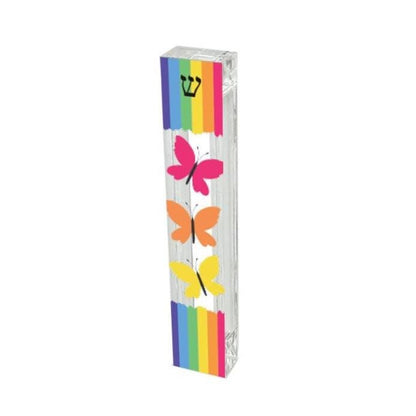 Butterfly Mezuzah with Rainbow - Acrylic Mezuzah - Modern Mezuzah - Personalized Judaica Gift - New Baby Gift - New Home Gift - Butterflies