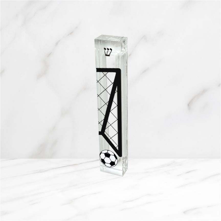 Personalized Soccer Mezuzah - Boys Room - Acrylic Mezuzah - Modern Mezuzah - Teen Mezuzah - Soccer Player Mezuzah