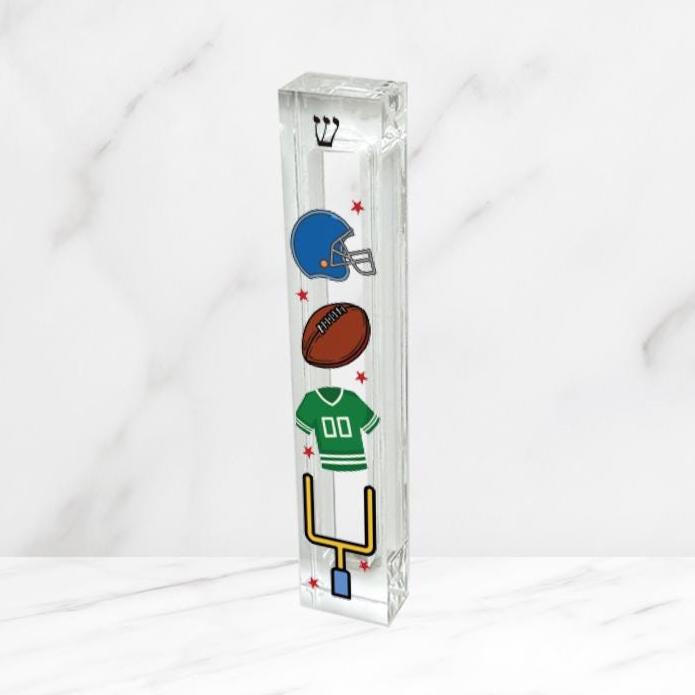 Personalized Football Mezuzah - Boys Room - Acrylic Mezuzah - Modern Mezuzah - Teen Mezuzah - Football Player Mezuzah