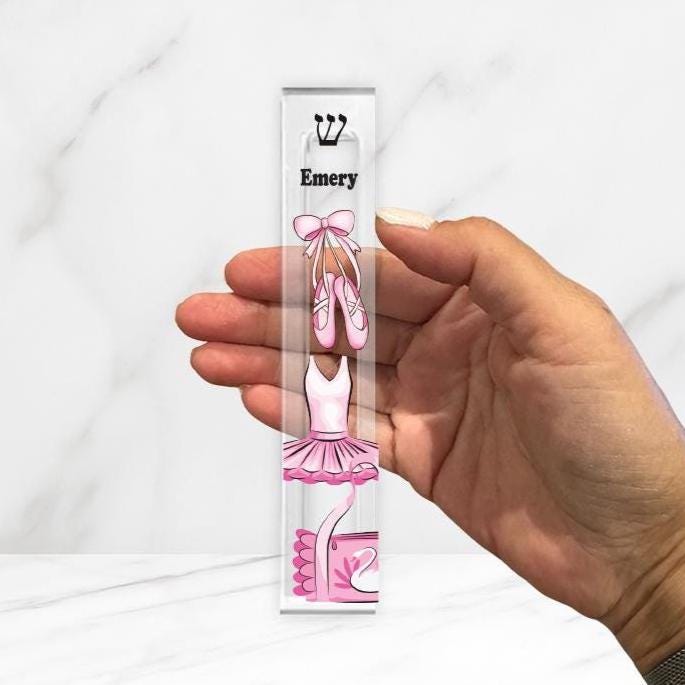 Personalized Ballet Mezuzah - Ballerina Dancer Mezuzah - Acrylic Mezuzah - Modern Mezuzah - Personalized Judaica Gift - Kids Mezuzah