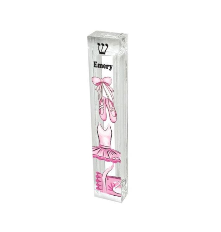 Personalized Ballet Mezuzah - Ballerina Dancer Mezuzah - Acrylic Mezuzah - Modern Mezuzah - Personalized Judaica Gift - Kids Mezuzah