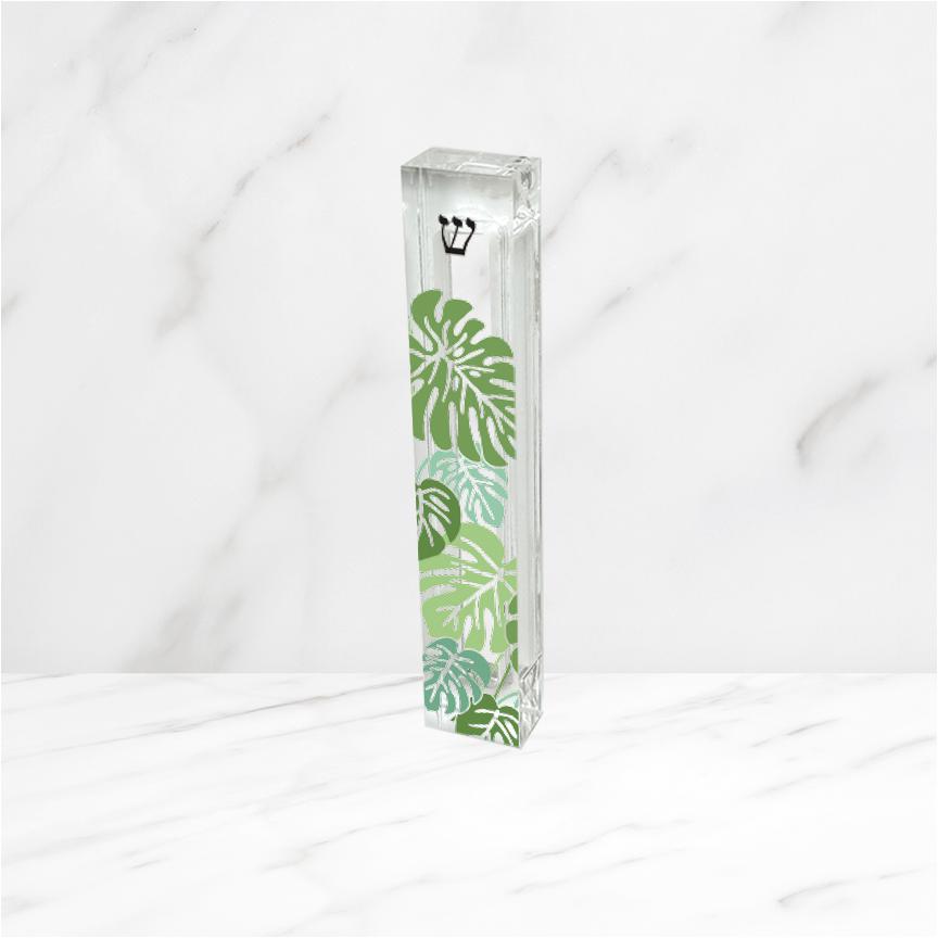 Mezuzah - Monstera Leaves Acrylic Mezuzah - Shades of green - Judaica Gift - New home gift - Modern Mezuzah