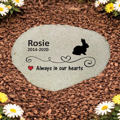 Personalized Rabbit Memorial Stone, Bunny Garden Marker, Pet Rabbit Sympathy Gift, Custom Bunny Loss Keepsake - MemorialGiftsandmore - Memorial Stones - Pets