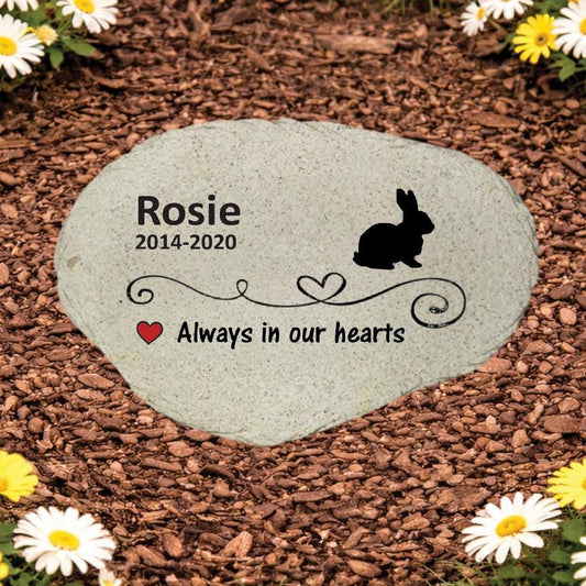 Personalized Rabbit Memorial Stone, Bunny Garden Marker, Pet Rabbit Sympathy Gift, Custom Bunny Loss Keepsake - MemorialGiftsandmore - Memorial Stones - Pets