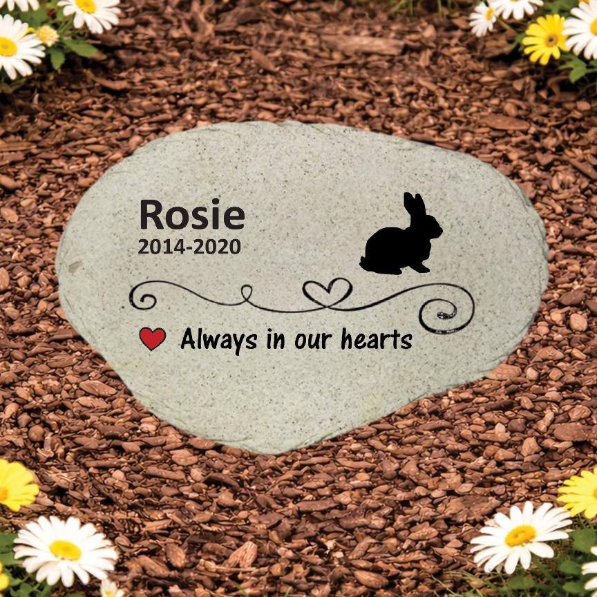 Personalized Rabbit Memorial Stone, Bunny Garden Marker, Pet Rabbit Sympathy Gift, Custom Bunny Loss Keepsake - MemorialGiftsandmore - Memorial Stones - Pets