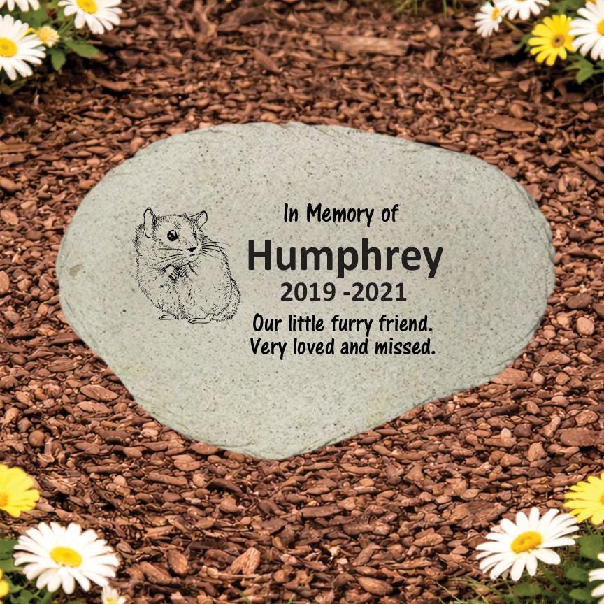 Hamster Memorial Stone, Personalized Pet Hamster Garden Marker, Small Pet Sympathy Gift, Custom Hamster Loss Keepsake - MemorialGiftsandmore - Memorial Stones - Pets