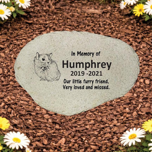 Hamster Memorial Stone, Personalized Pet Hamster Garden Marker, Small Pet Sympathy Gift, Custom Hamster Loss Keepsake - MemorialGiftsandmore - Memorial Stones - Pets