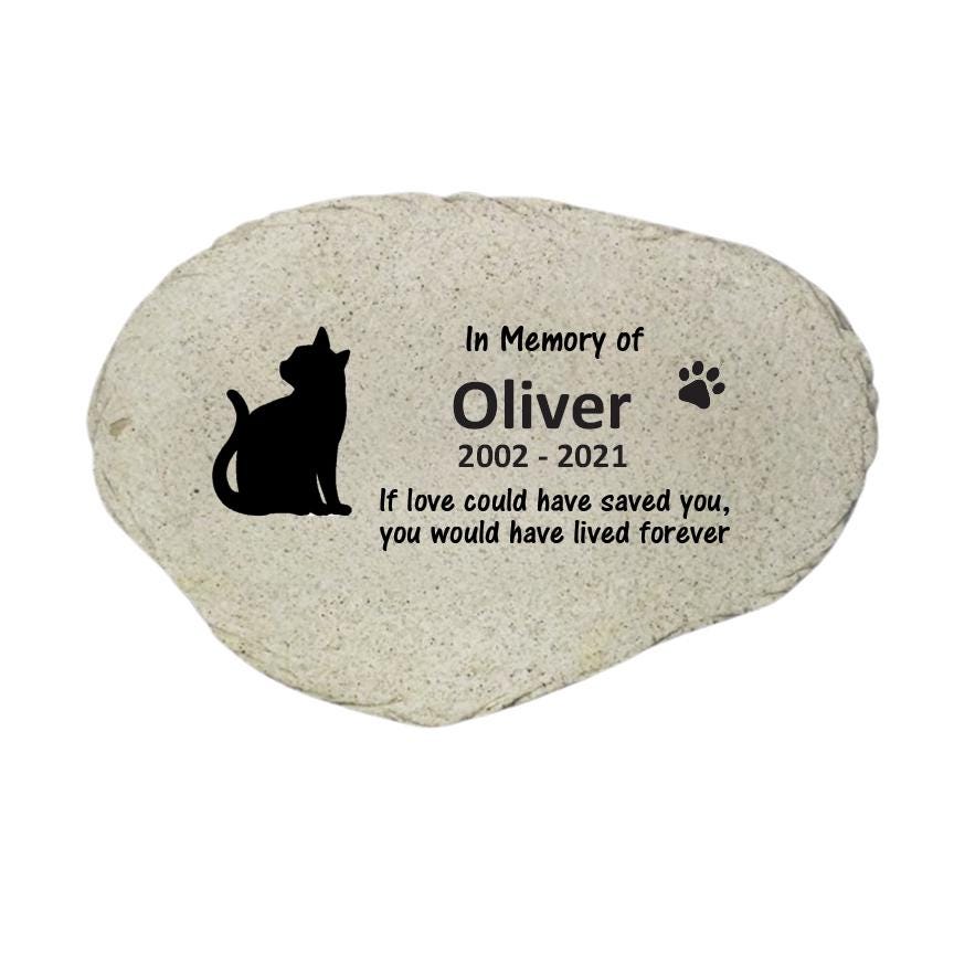 Personalized Cat Memorial Stone, Cat Garden Marker, Pet Sympathy Gift, Custom Cat Loss Keepsake - MemorialGiftsandmore - Memorial Stones - Pets