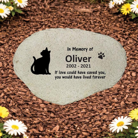Personalized Cat Memorial Stone, Cat Garden Marker, Pet Sympathy Gift, Custom Cat Loss Keepsake - MemorialGiftsandmore - Memorial Stones - Pets