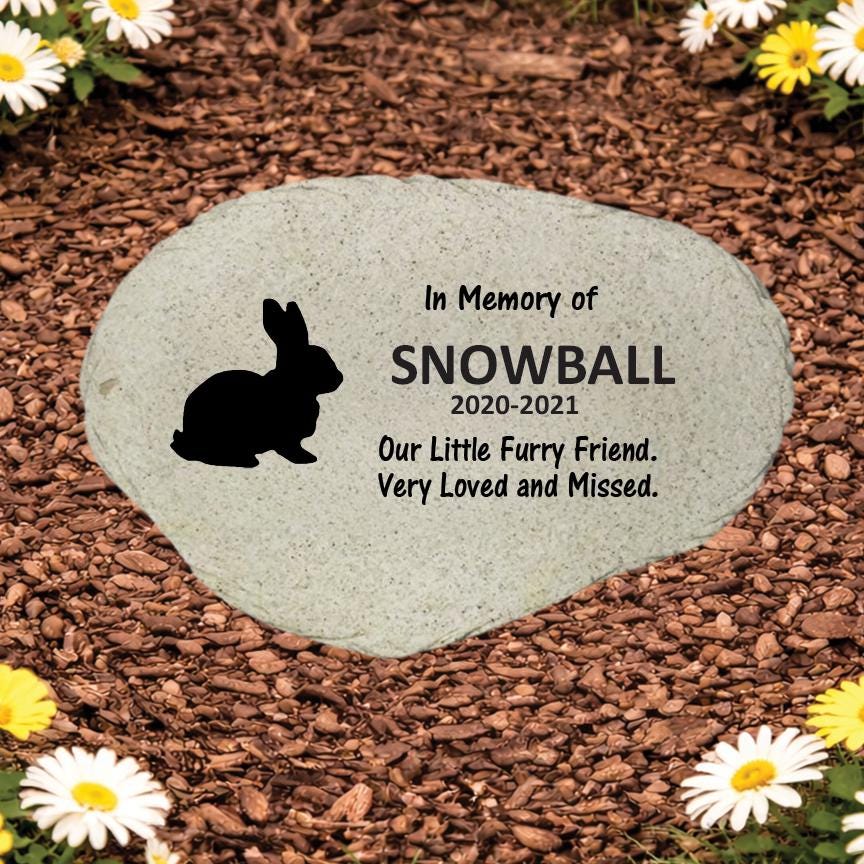 Rabbit Memorial Stone, Bunny Garden Marker, Personalized Pet Rabbit Sympathy Gift, Custom Bunny Loss Keepsake - MemorialGiftsandmore - Memorial Stones - Pets