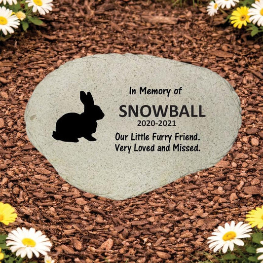 Rabbit Memorial Stone, Bunny Garden Marker, Personalized Pet Rabbit Sympathy Gift, Custom Bunny Loss Keepsake - MemorialGiftsandmore - Memorial Stones - Pets
