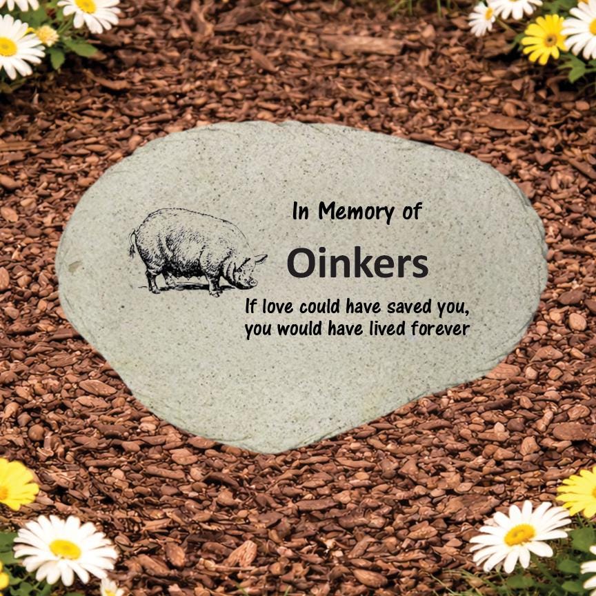 Pig Memorial Stone- Personalized Pet Keepsake- Pet Loss Gift - Custom Pig Sympathy Gift - Pet Condolence Gift - MemorialGiftsandmore - Memorial Stones - Pets