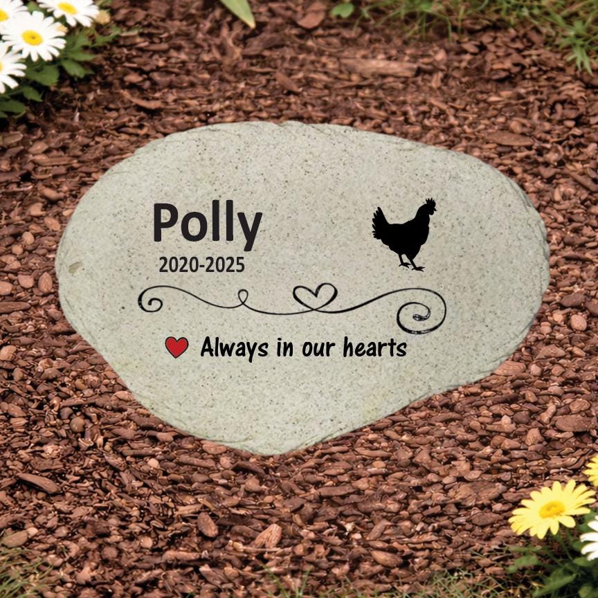 Personalized Chicken Memorial Stone, Pet Chicken Garden Marker, Hen Memorial Gift, Backyard Chicken Loss Sympathy Keepsake - MemorialGiftsandmore - Memorial Stones - Pets