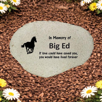Personalized Horse Memorial Stone, Equine Garden Marker, Horse Sympathy Gift, Custom Horse Loss Keepsake - MemorialGiftsandmore - Memorial Stones - Pets