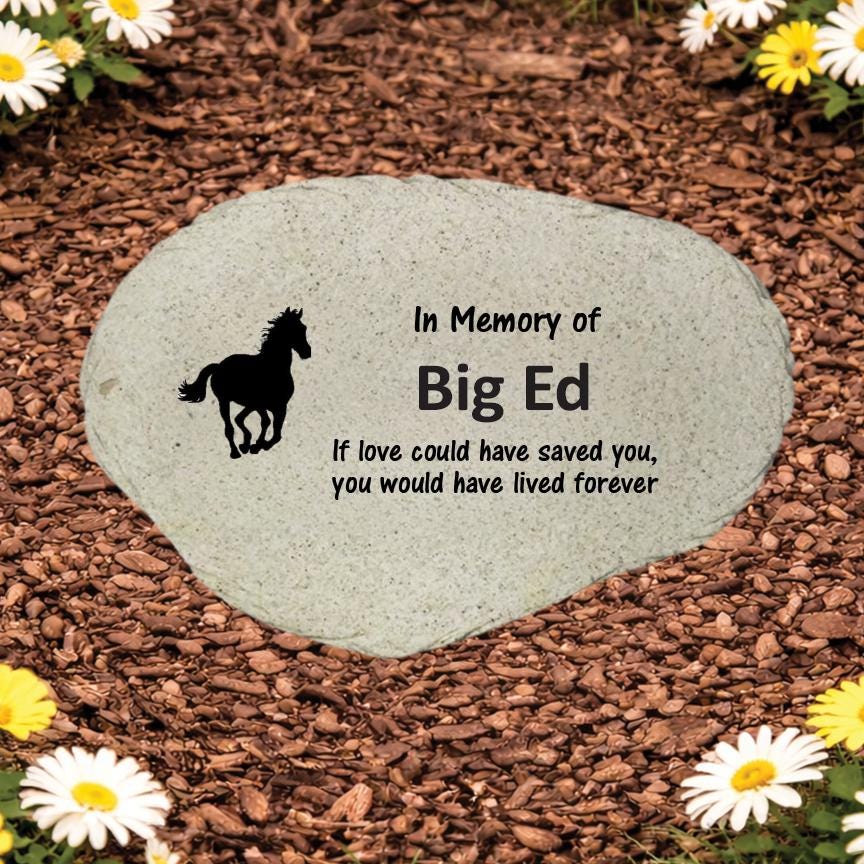 Personalized Horse Memorial Stone, Equine Garden Marker, Horse Sympathy Gift, Custom Horse Loss Keepsake - MemorialGiftsandmore - Memorial Stones - Pets
