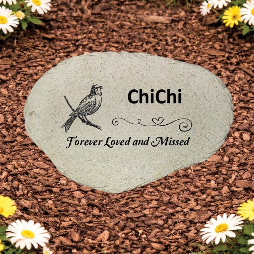 Personalized Bird Memorial Stone, Pet Bird Garden Marker, Custom Bird Sympathy Gift, Parakeet Parrot Loss Keepsake - MemorialGiftsandmore - Memorial Stones - Pets