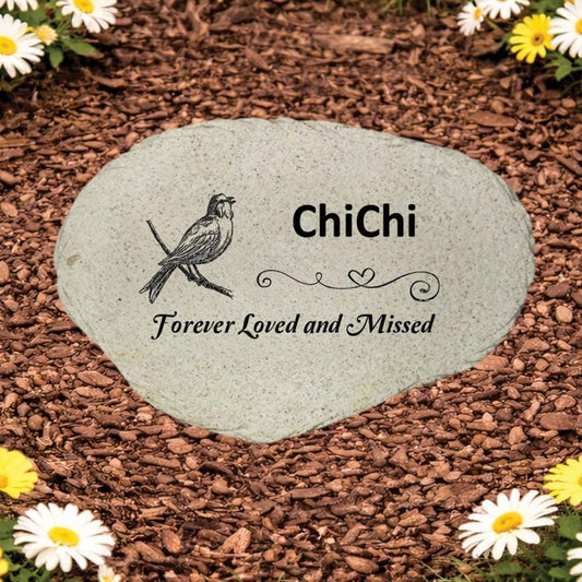 Personalized Bird Memorial Stone, Pet Bird Garden Marker, Custom Bird Sympathy Gift, Parakeet Parrot Loss Keepsake - MemorialGiftsandmore - Memorial Stones - Pets
