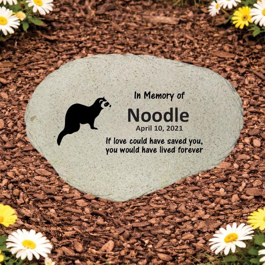 Ferret Memorial Stone, Personalized Pet Ferret Garden Marker, Small Pet Sympathy Gift, Custom Ferret Loss Keepsake - MemorialGiftsandmore - Memorial Stones - Pets