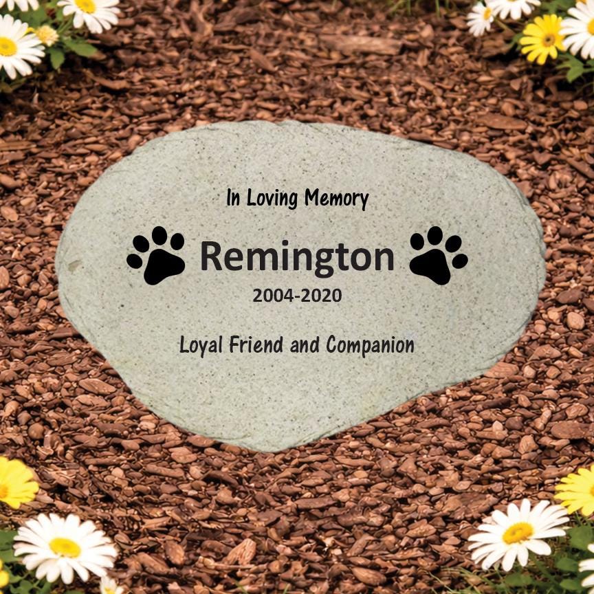 Personalized Dog Paw Print Memorial Stone, Loyal Friend and Companion Garden Marker, Pet Sympathy Gift, Custom Pet Loss Keepsake - MemorialGiftsandmore - Memorial Stones - Pets