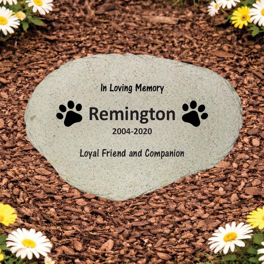 Personalized Dog Paw Print Memorial Stone, Loyal Friend and Companion Garden Marker, Pet Sympathy Gift, Custom Pet Loss Keepsake - MemorialGiftsandmore - Memorial Stones - Pets