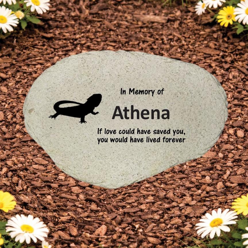 Bearded Dragon Memorial Stone Personalized, Reptile Memorial Gift, Lizard Garden Marker, Pet Sympathy Keepsake - MemorialGiftsandmore - Memorial Stones - Pets