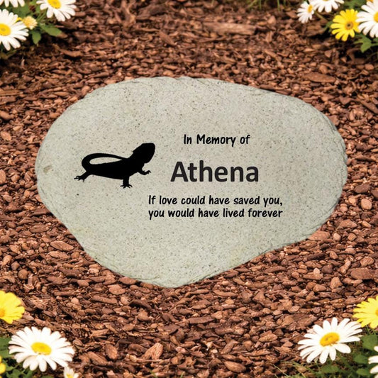 Bearded Dragon Memorial Stone Personalized, Reptile Memorial Gift, Lizard Garden Marker, Pet Sympathy Keepsake - MemorialGiftsandmore - Memorial Stones - Pets