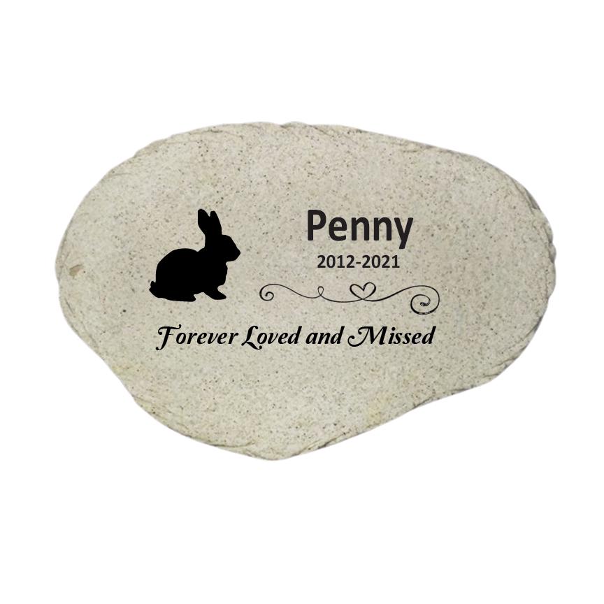 Personalized Rabbit Memorial Stone, Bunny Garden Marker, Pet Rabbit Sympathy Gift, Custom Bunny Loss Keepsake - MemorialGiftsandmore - Memorial Stones - Pets