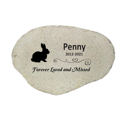 Personalized Rabbit Memorial Stone, Bunny Garden Marker, Pet Rabbit Sympathy Gift, Custom Bunny Loss Keepsake - MemorialGiftsandmore - Memorial Stones - Pets