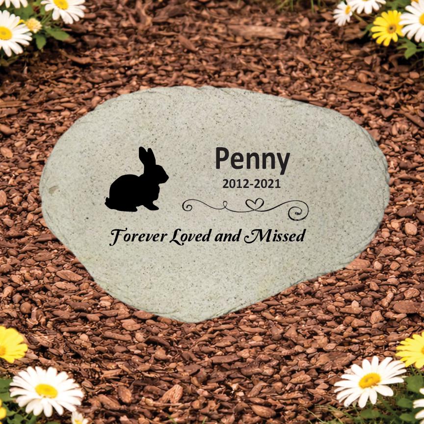 Personalized Rabbit Memorial Stone, Bunny Garden Marker, Pet Rabbit Sympathy Gift, Custom Bunny Loss Keepsake - MemorialGiftsandmore - Memorial Stones - Pets