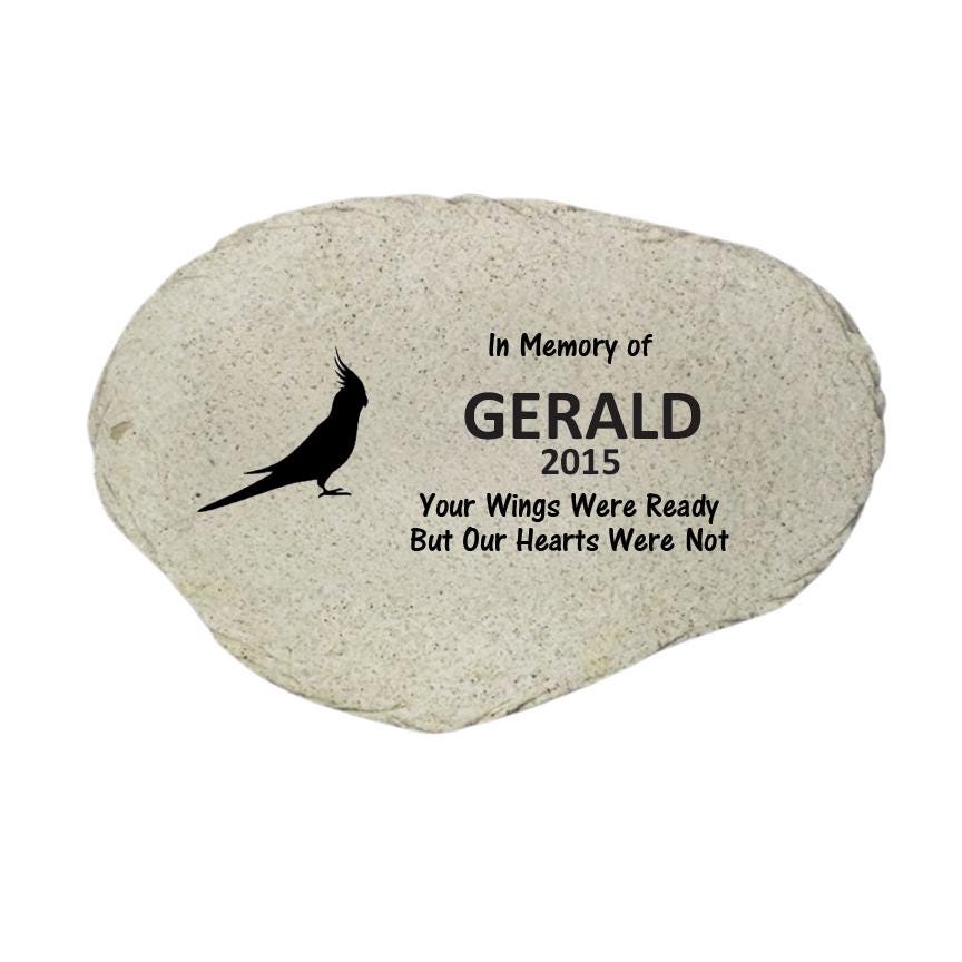 Cockatiel Memorial Stone, Personalized Bird Garden Marker, Custom Bird Sympathy Gift, Bird Loss Keepsake - MemorialGiftsandmore - Memorial Stones - Pets