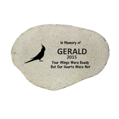 Cockatiel Memorial Stone, Personalized Bird Garden Marker, Custom Bird Sympathy Gift, Bird Loss Keepsake - MemorialGiftsandmore - Memorial Stones - Pets