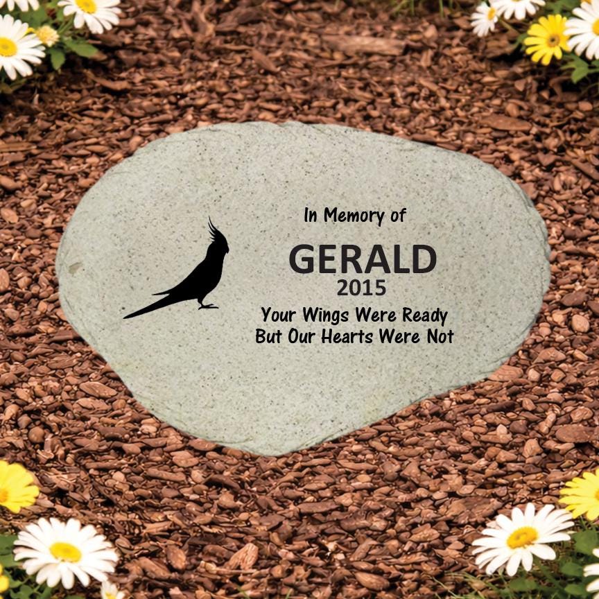 Cockatiel Memorial Stone, Personalized Bird Garden Marker, Custom Bird Sympathy Gift, Bird Loss Keepsake - MemorialGiftsandmore - Memorial Stones - Pets