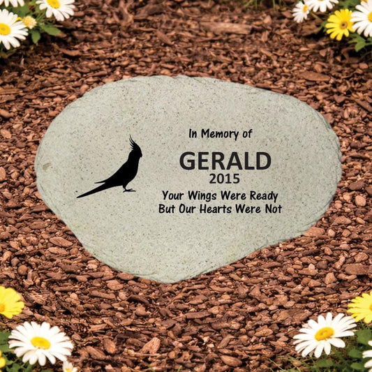 Cockatiel Memorial Stone, Personalized Bird Garden Marker, Custom Bird Sympathy Gift, Bird Loss Keepsake - MemorialGiftsandmore - Memorial Stones - Pets