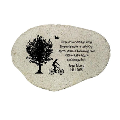 Bicycle Memorial Stone Personalized, Cyclist Sympathy Gift, Bike Lover Grave Marker, Cycling Garden Tribute - MemorialGiftsandmore - Memorial Stones - People