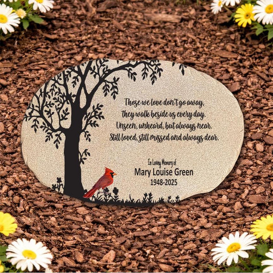 Personalized Cardinal Memorial Stone, Red Cardinal Sympathy Gift, In Loving Memory Garden Stone, Remembrance Gift for Loss of Loved One - GiftsakeCo - Memorial Stones - People