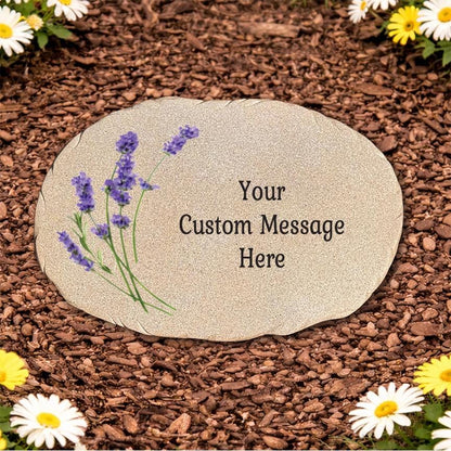 Personalized Lavender Memorial Stone, Custom Memorial Garden Stone, Sympathy Gift, Remembrance Stone with Your Own Message - GiftsakeCo - Miscellaneous Stones