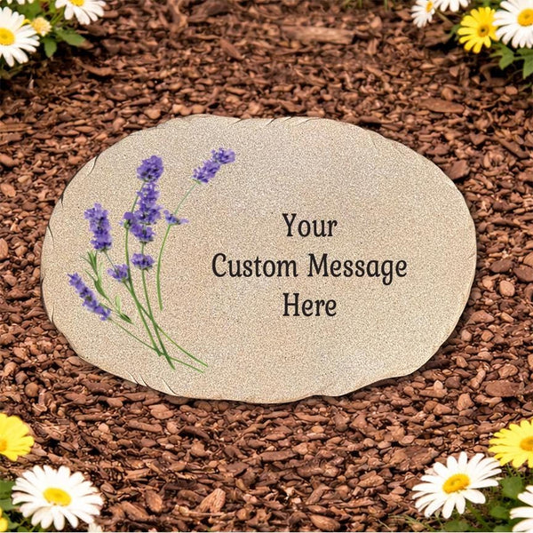 Personalized Lavender Memorial Stone, Custom Memorial Garden Stone, Sympathy Gift, Remembrance Stone with Your Own Message - GiftsakeCo - Miscellaneous Stones