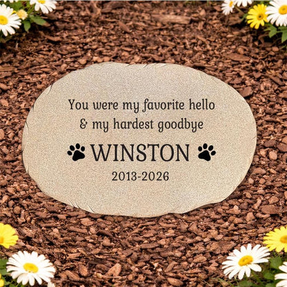 Personalized Pet Memorial Stone, Dog Memorial Gift, Pet Loss Sympathy Gift, Custom Garden Remembrance Stone with Name & Dates - GiftsakeCo - Memorial Stones - Pets