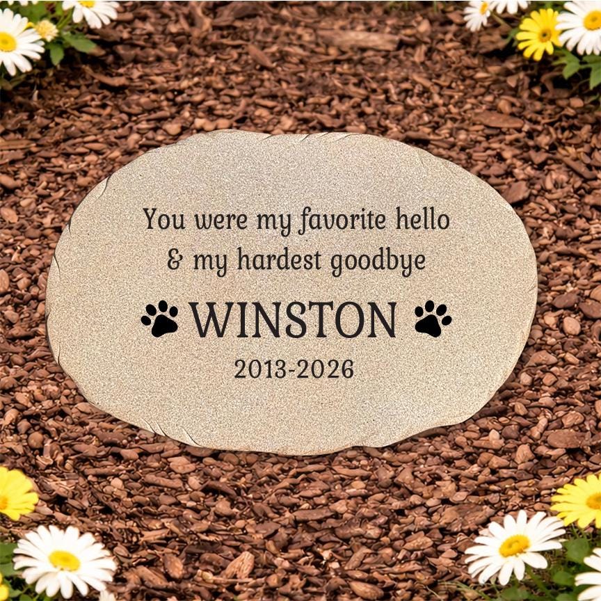 Personalized Pet Memorial Stone, Dog Memorial Gift, Pet Loss Sympathy Gift, Custom Garden Remembrance Stone with Name & Dates - GiftsakeCo - Memorial Stones - Pets