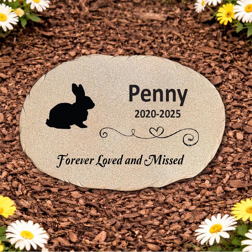 Personalized Rabbit Memorial Stone, Bunny Garden Marker, Pet Rabbit Sympathy Gift, Custom Bunny Loss Keepsake - GiftsakeCo - Memorial Stones - Pets