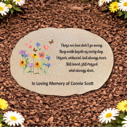 Personalized Memorial Stone, Wildflowers Sympathy Gift, In Loving Memory Garden Stone, Remembrance Gift for Loss of Loved One - GiftsakeCo - Memorial Stones - People