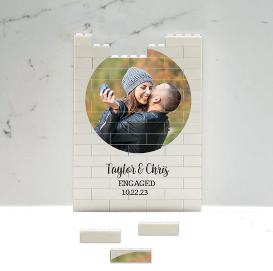 Custom Engagement Gift - Photo Brick Puzzle | Personalized Puzzle Blocks for Couples