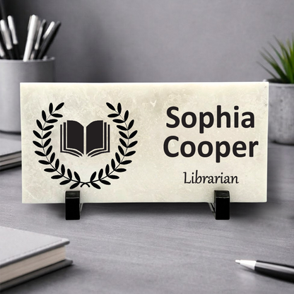 Librarian Marble Desk Name Plate